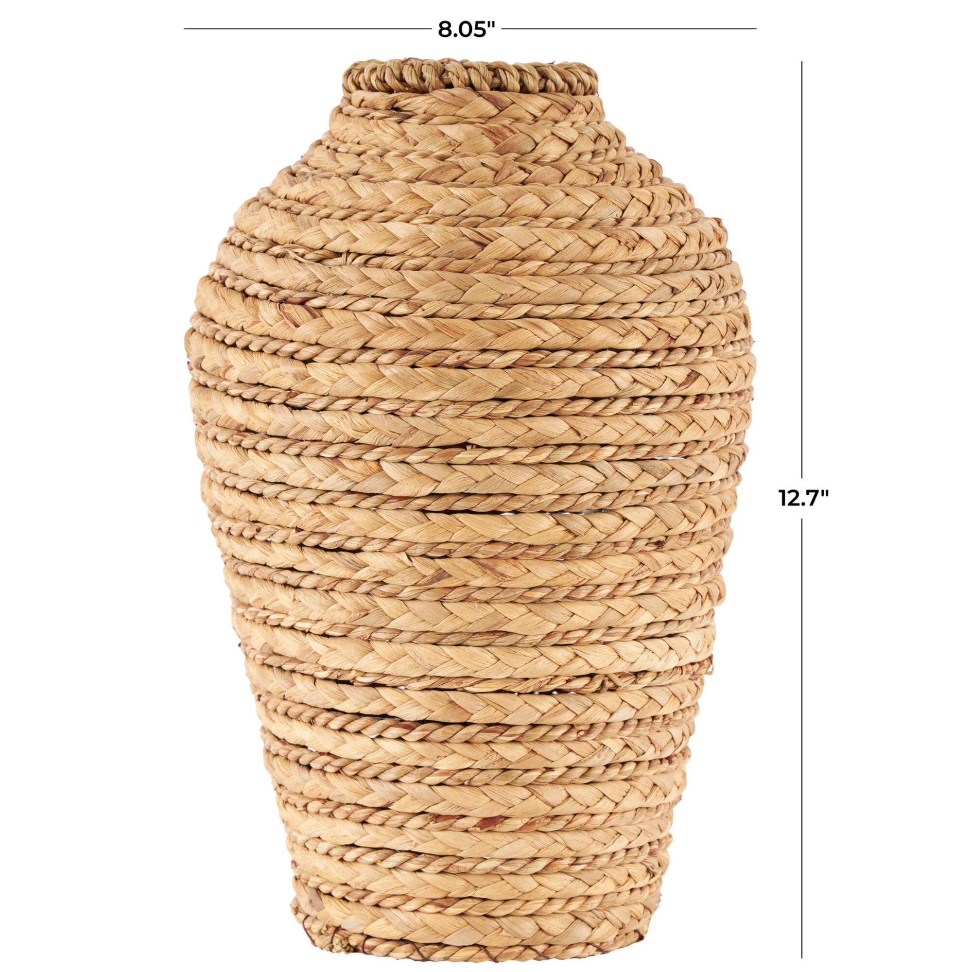 13" Brown Seagrass Handmade Braided Vase